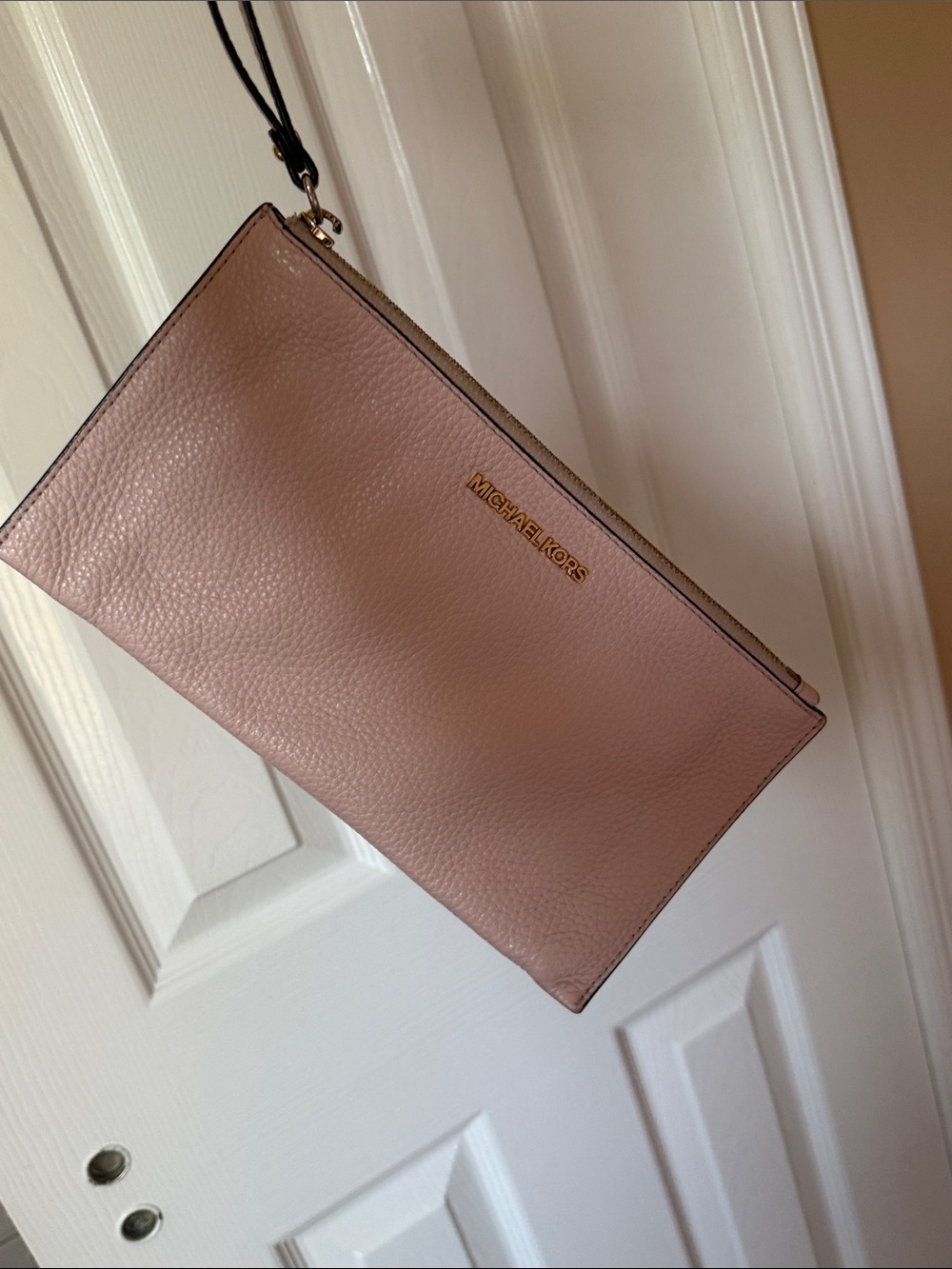 Michael Kors Blush Pink Pebbled Leather Wristlet Clutch
